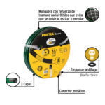 Manguera 1/2" Reforzada 3 Capas Conexiones Metal 10m, PRETUL - Imagen 4