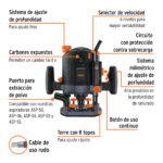 Router (Rebajadora) 1200W, 1-3/4 HP, TRUPER INDUSTRIAL - Imagen 4