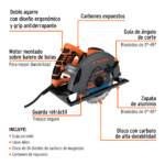 Sierra circular, 7-1/4", profesional, 220 V, 1500 W - Imagen 4